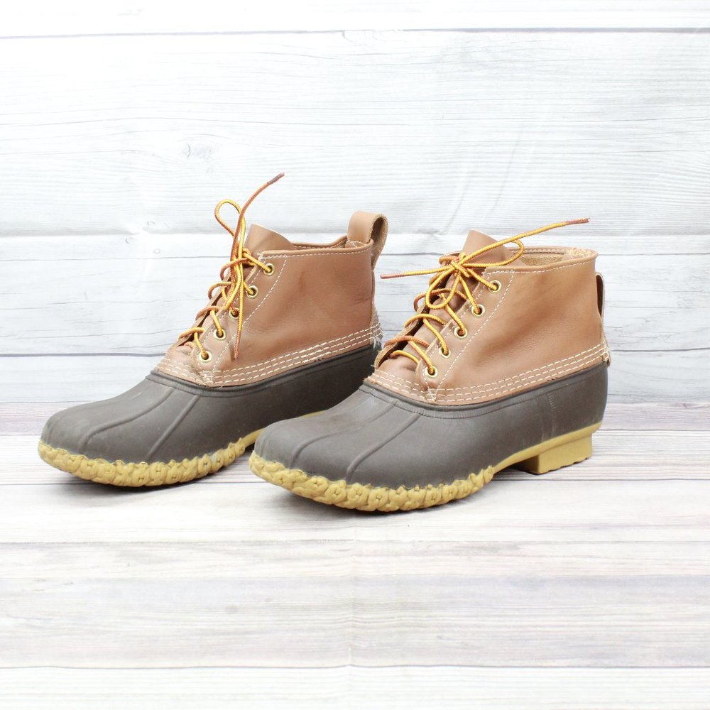 LL BEAN Brown Ankle 6-Inch Unlined Lace Up Leather Duck Boots Size 10 M - Picture 2 of 10